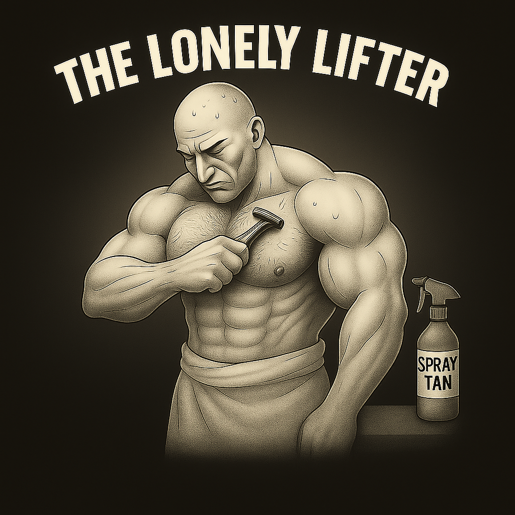 Illustration of a lifter shaving body hair before competition